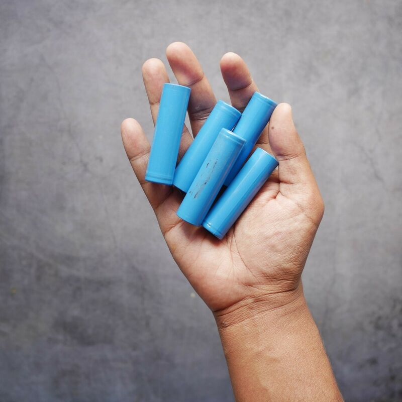 top view of Batteries on hand 