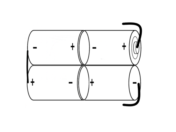 HT SC2500Mah B2X2 4,8V (44 X 84)  ==  +4.8MM  -4.8MM