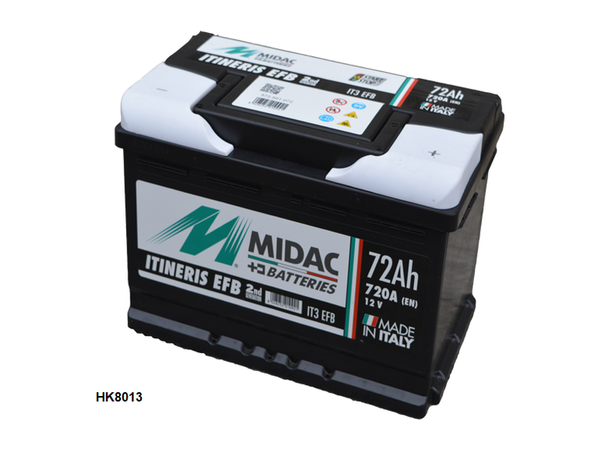 MIDAC CAR START 12V 72Ah - EFB 720A GEW START STOP PLUS RECHTS