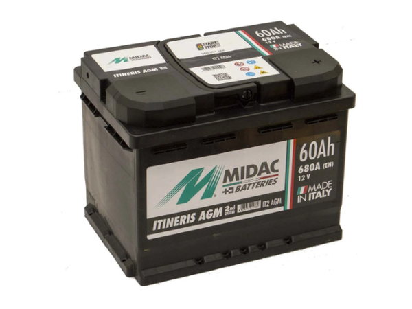 MIDAC CAR START 12V 60Ah - 680A  AGM START STOP