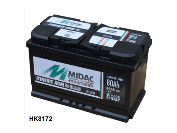 MIDAC CAR START 12V  80Ah - 800A AGM START STOP