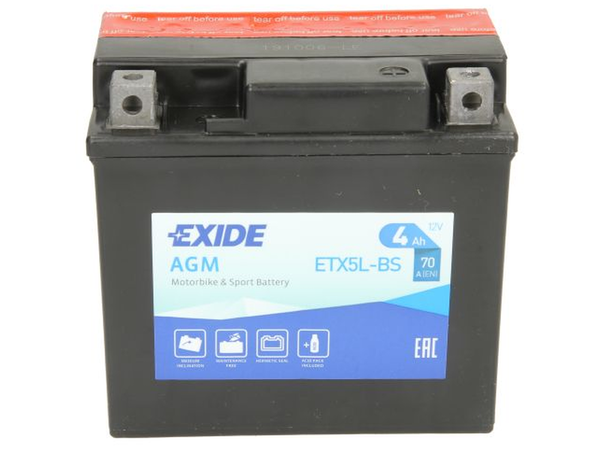 Exide Bike AGM 4Ah 70A- ETX5L-BS
